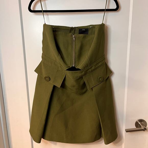 C/MEO Collective Dresses & Skirts - C/MEO COLLECTIVE Olive Green Sleeveless Zip Front Utility Mini Dress Size Large